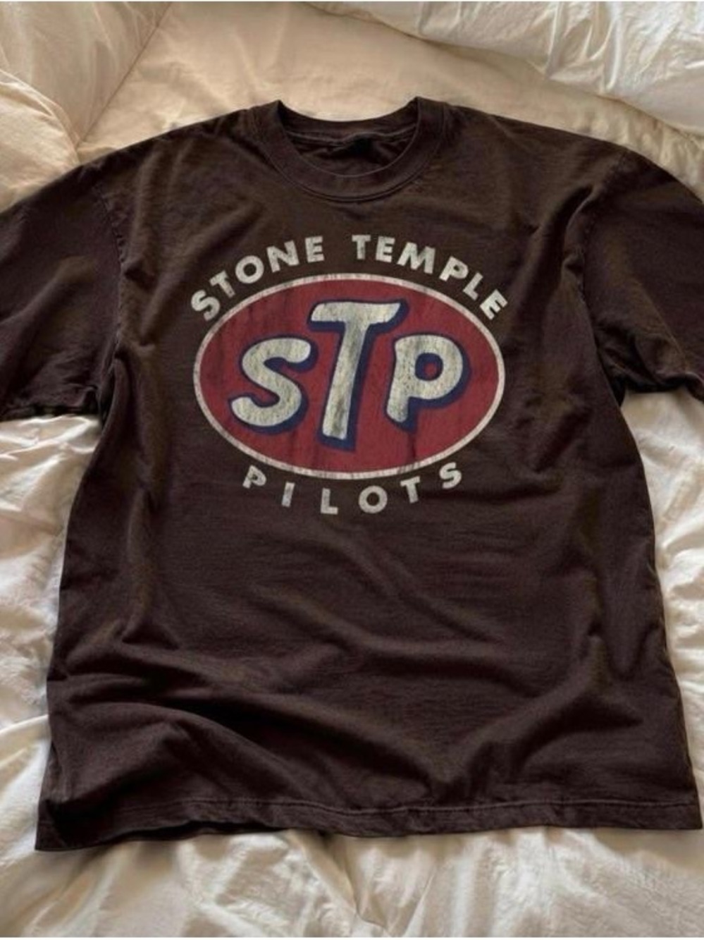 Men Graphic Tee - Brown with Red Logo